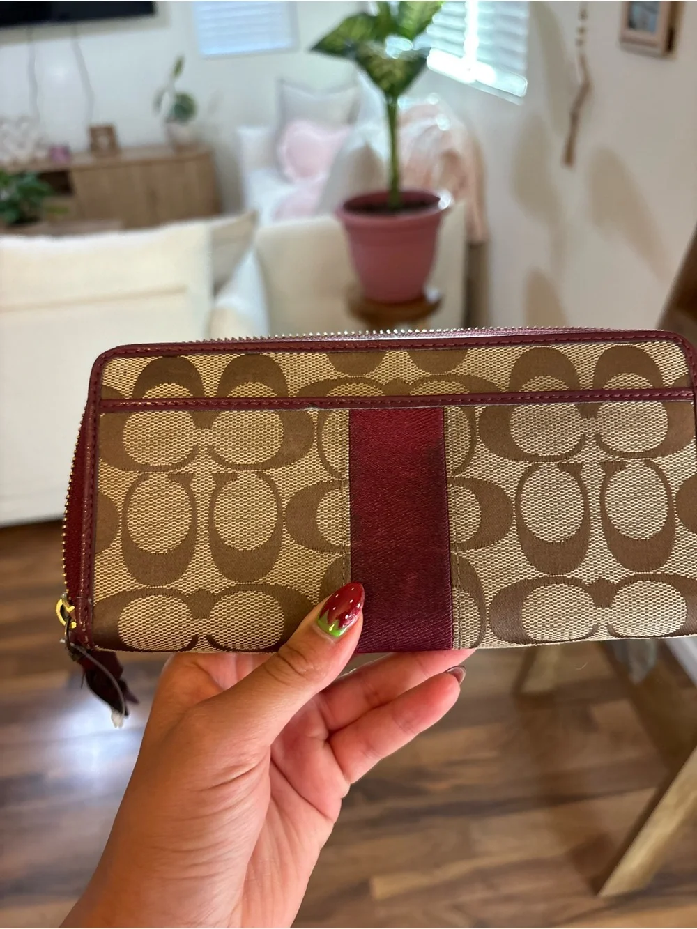 Coach signature jacquard canvas accordian Wallet